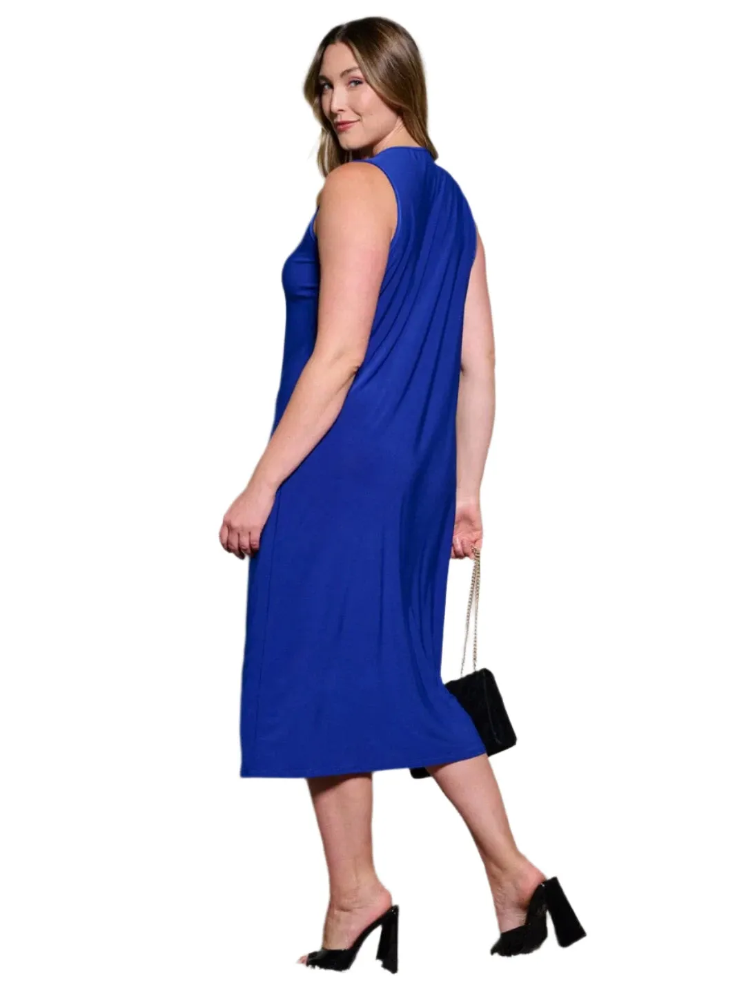 012- W Fashion Trends Sleeveless Long Dress- Royal Blue