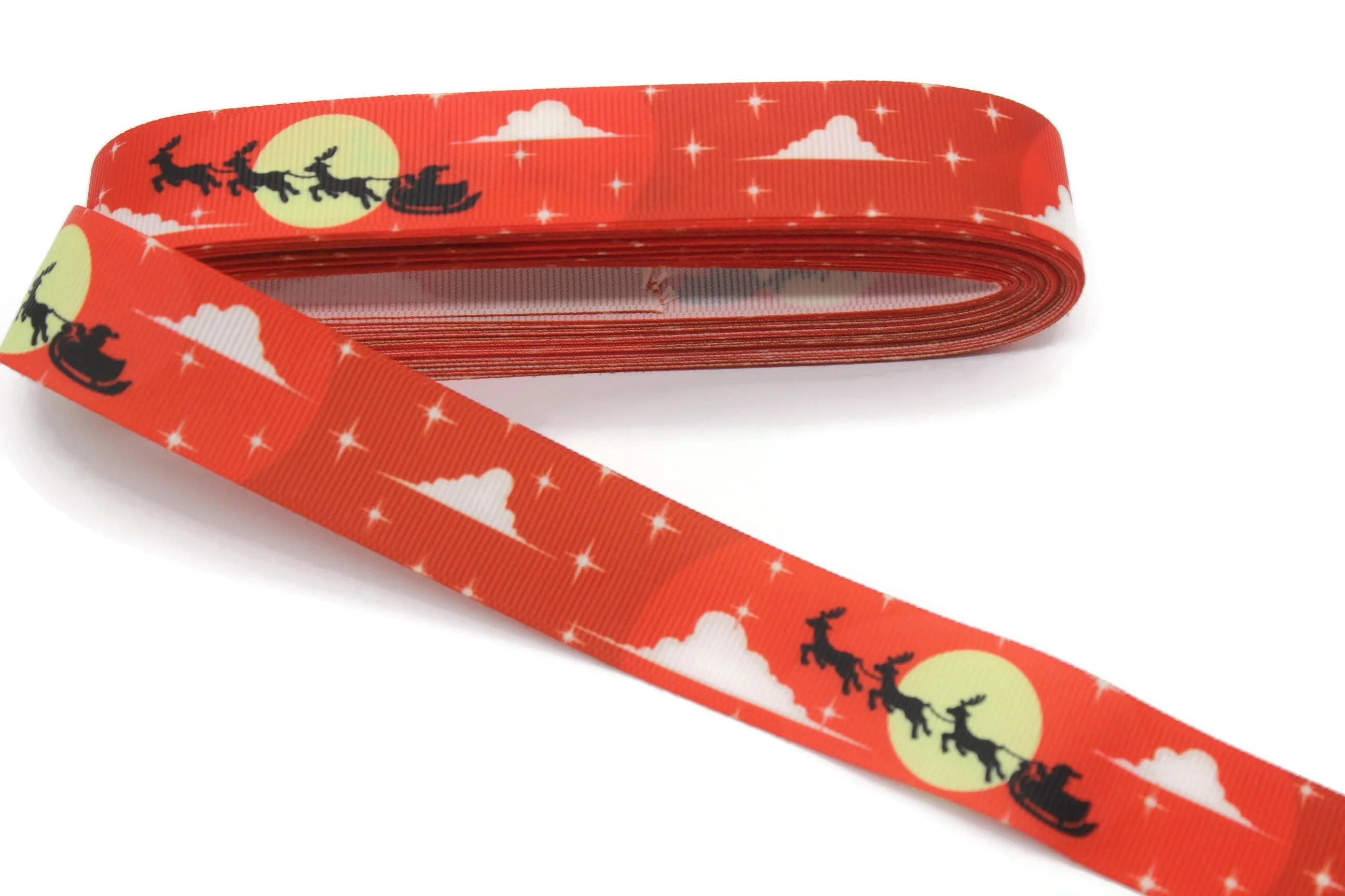 0.98 inch(25 mm) Christmas Grosgrain Ribbon - Wholesale Ribbon by the Yard, Solid Grosgrain Bows, Hair Bow, Hairbow Supplies CHRS