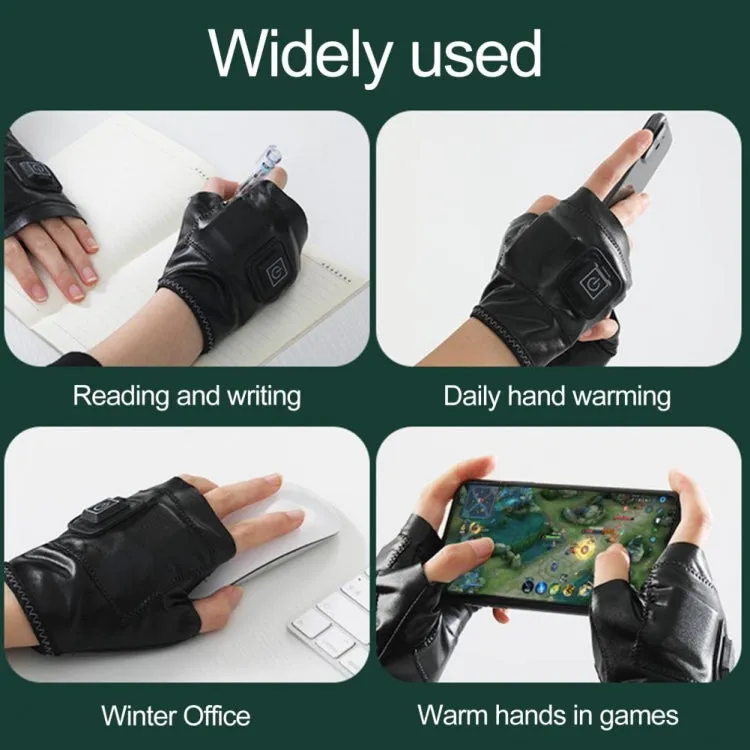 1 Pair Adjustable Temperature Rechargeable Intelligent Electric Heating Gloves Half Finger Gloves, Size: S(Pink)