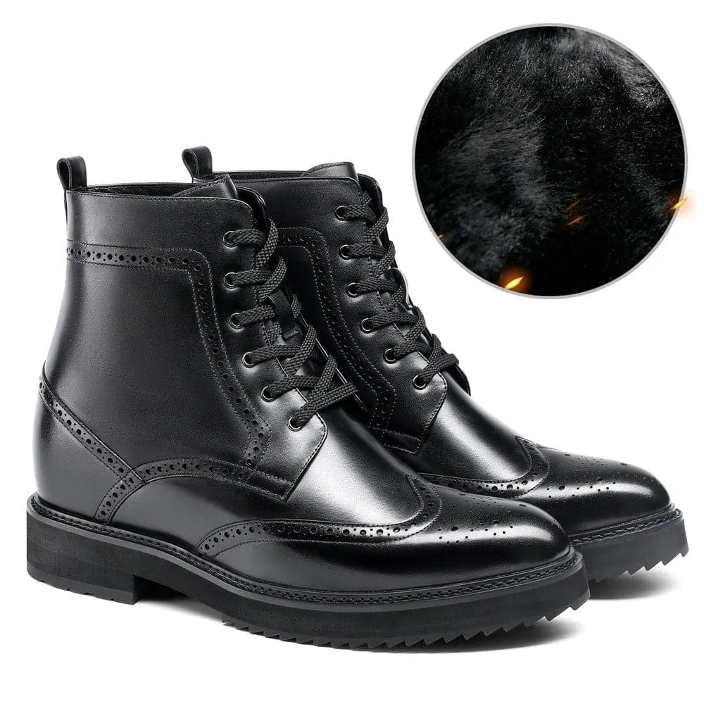 10 CM/3.94 Inches CMR CHAMARIPA Height Increasing Shoes -  Black Brogue Boots