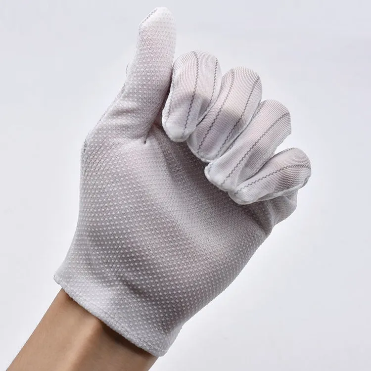 10 Pairs Anti-static Striped Dispensing Gloves, Size：Free Size