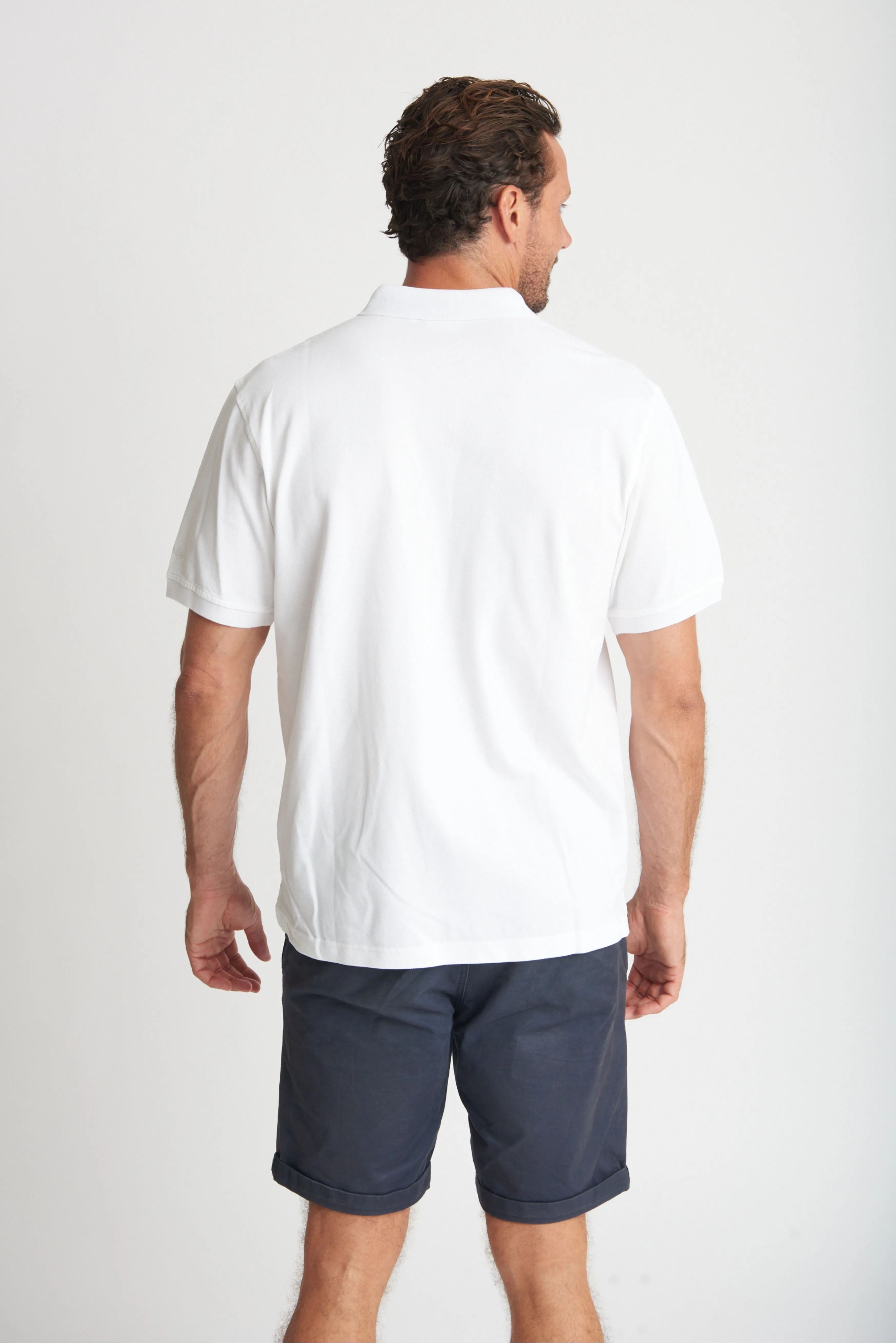 100% Cotton Pique Mens Polo White