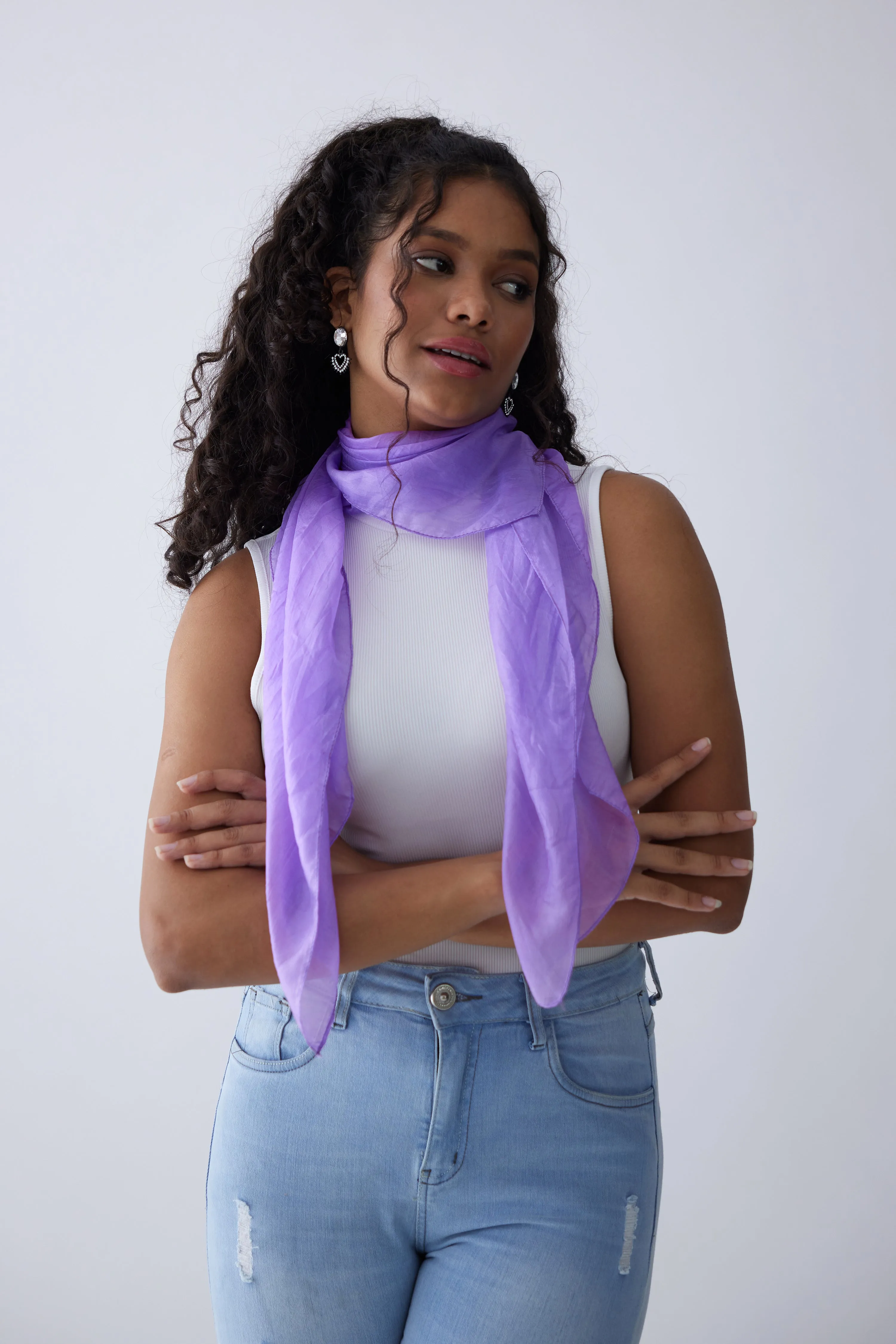 100% Silk Scarf - Purple