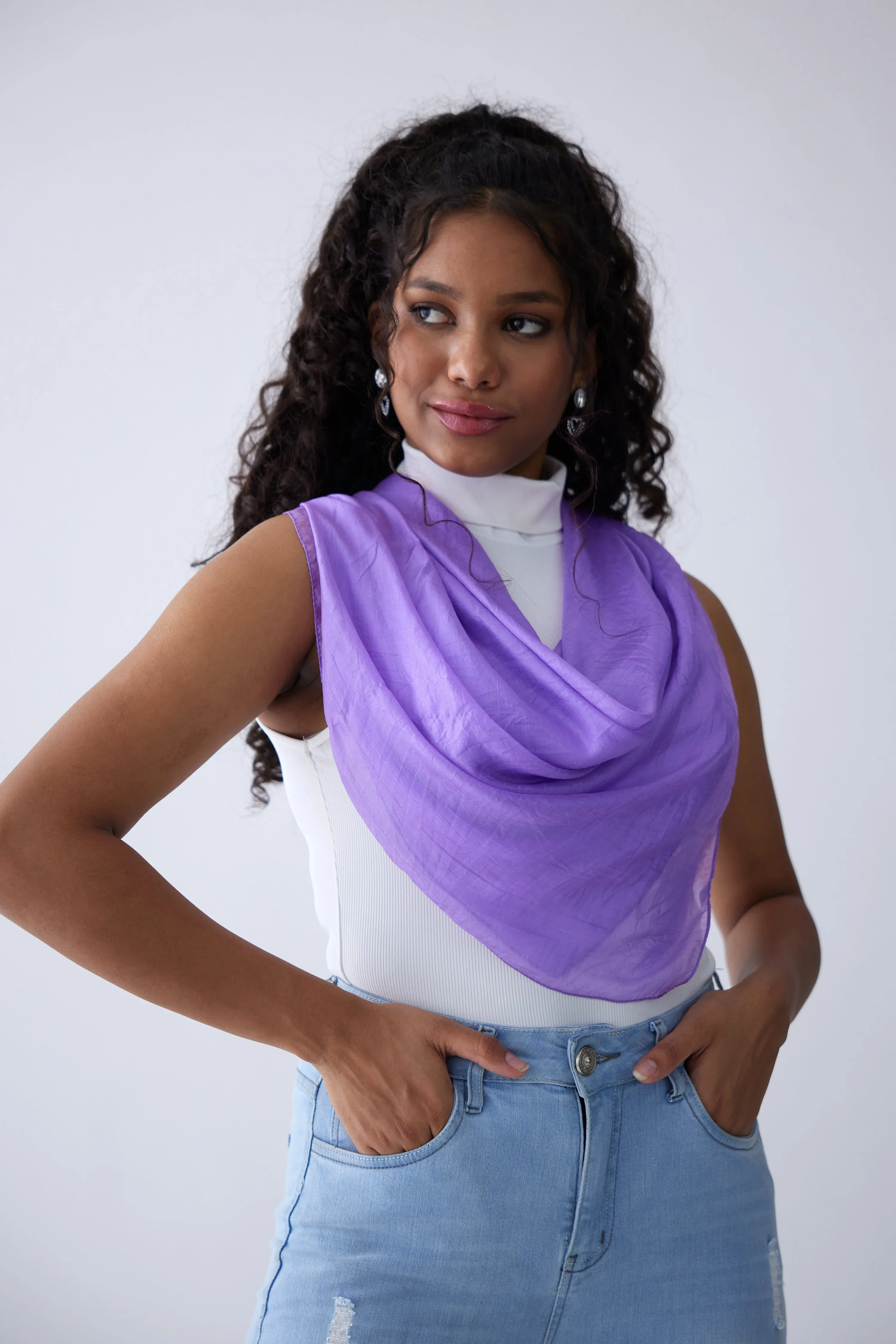 100% Silk Scarf - Purple