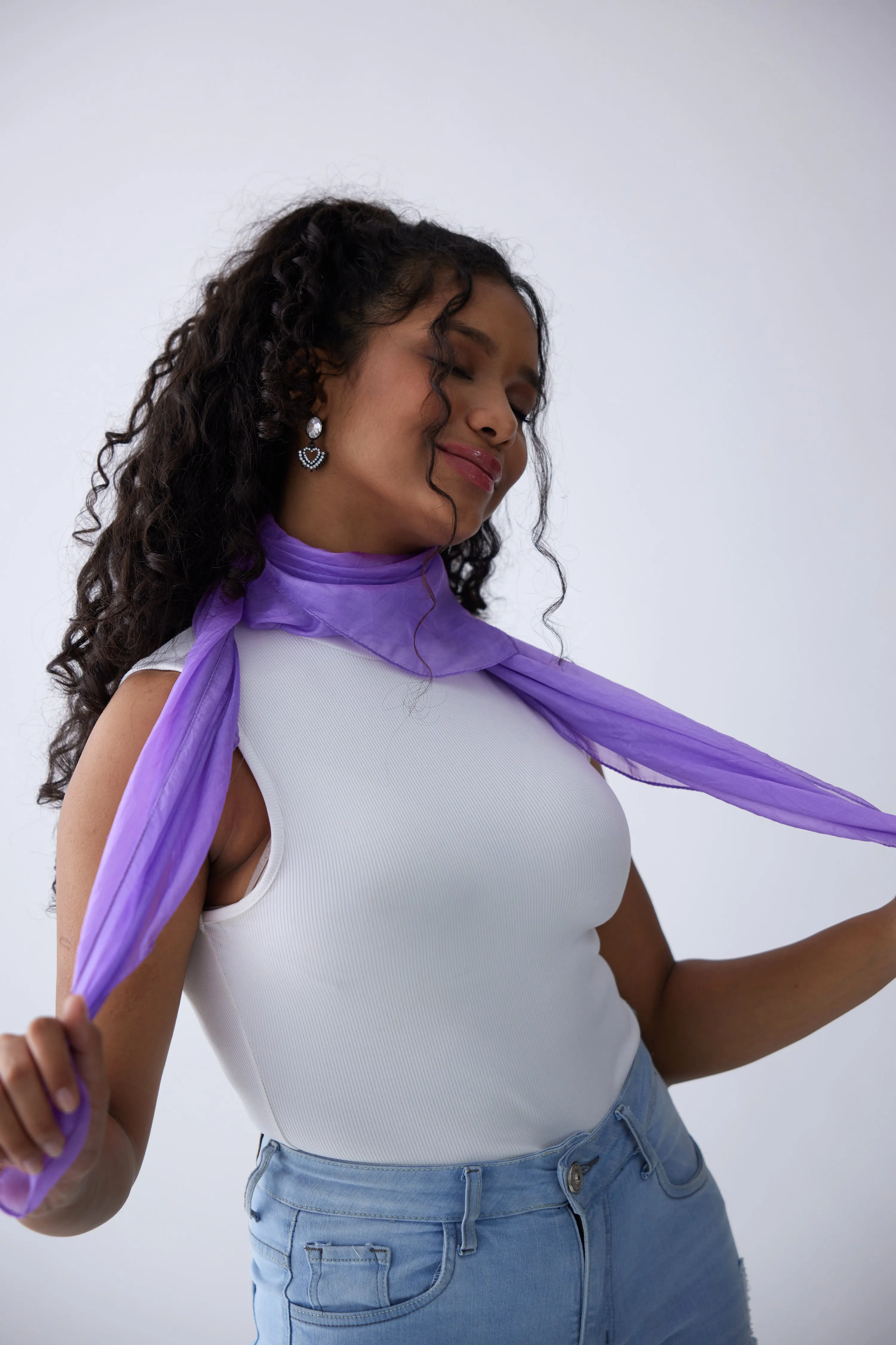 100% Silk Scarf - Purple