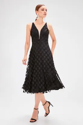 10894 Black Tulle Back Strap Dress