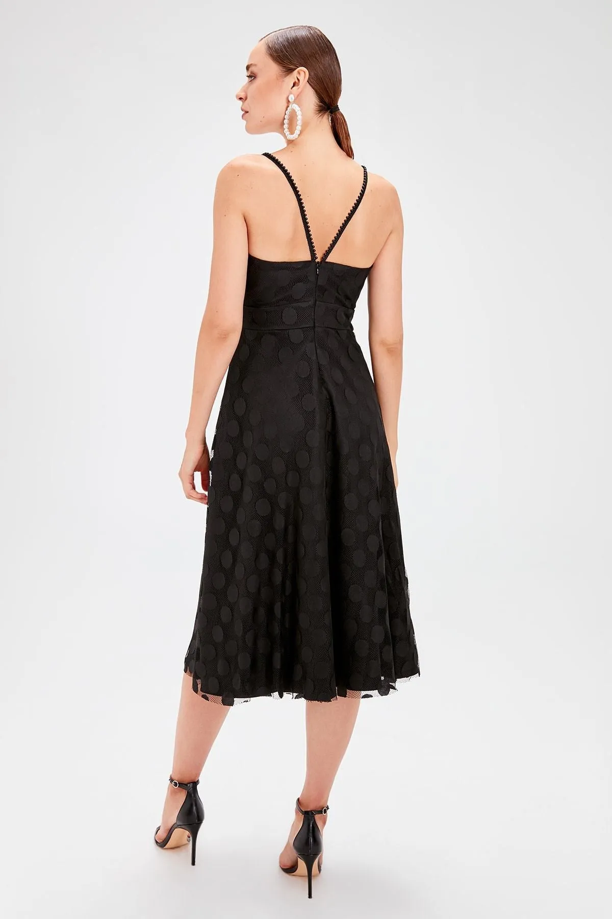 10894 Black Tulle Back Strap Dress