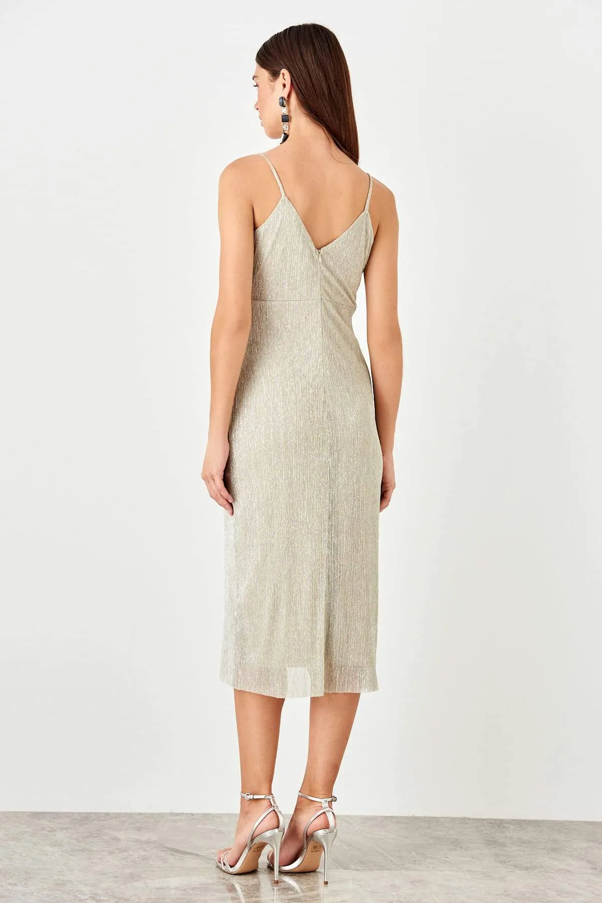 11657 Grey Draped Dress