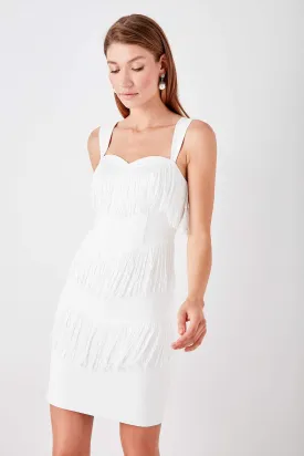 11669 Off-White Tassel Dress