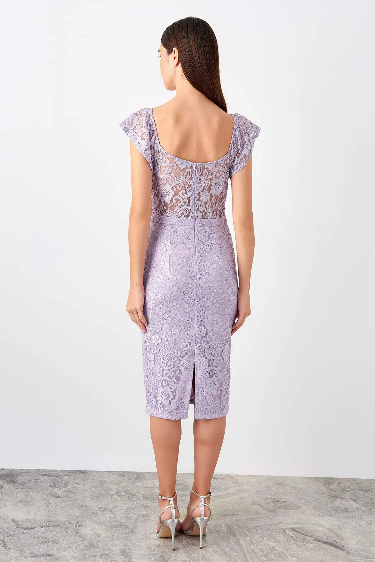 11699 Lilac Lace Pencil Dress