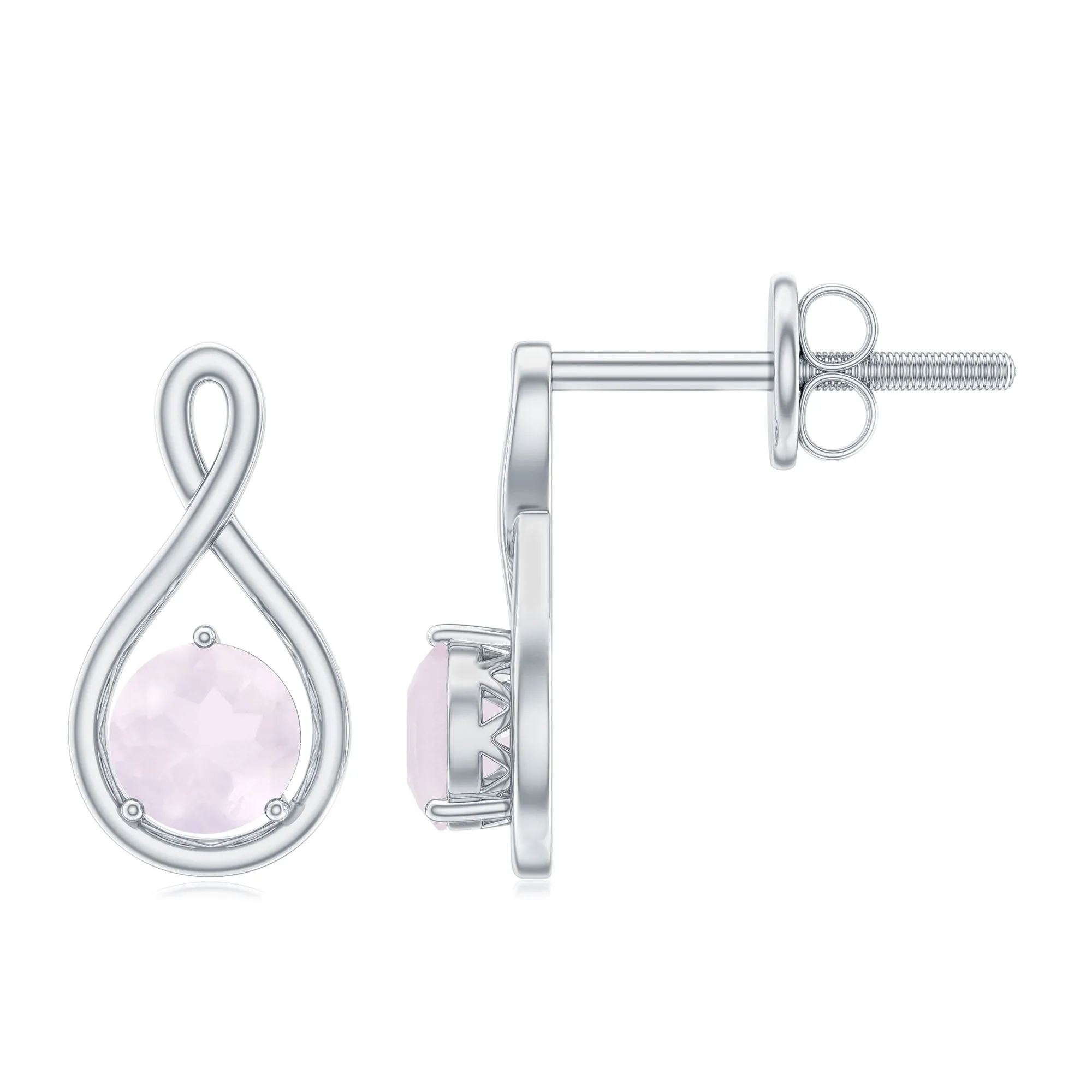 1/2 CT Rose Quartz Solitaire Infinity Stud Earrings