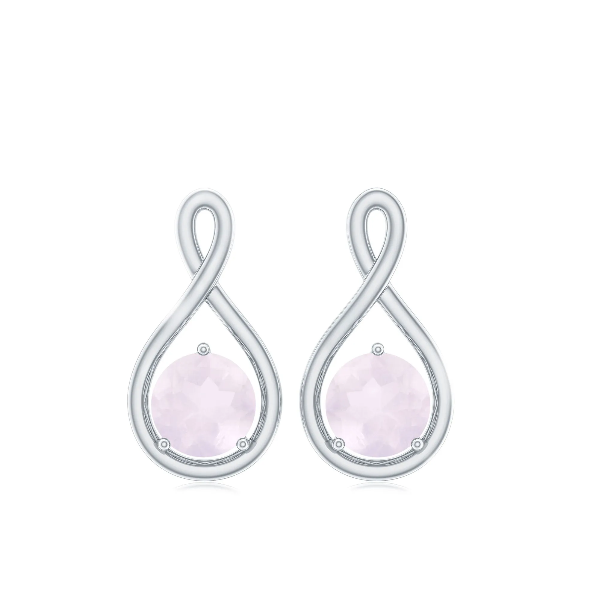 1/2 CT Rose Quartz Solitaire Infinity Stud Earrings