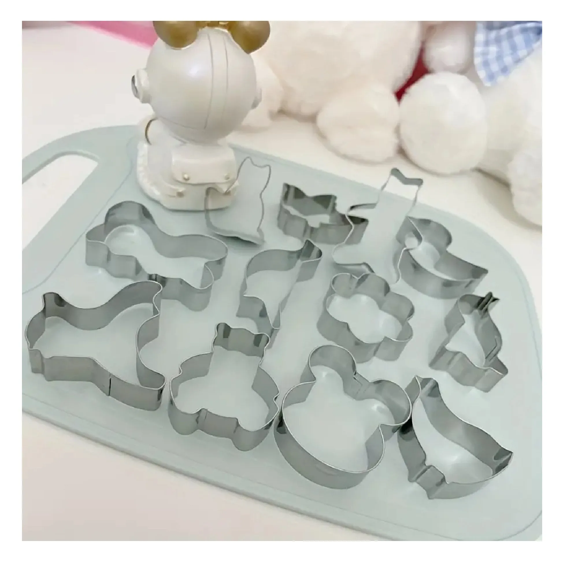 12 Pieces | Cartoon Animal Cookie Cutters | Stainless Steel Candy Molds