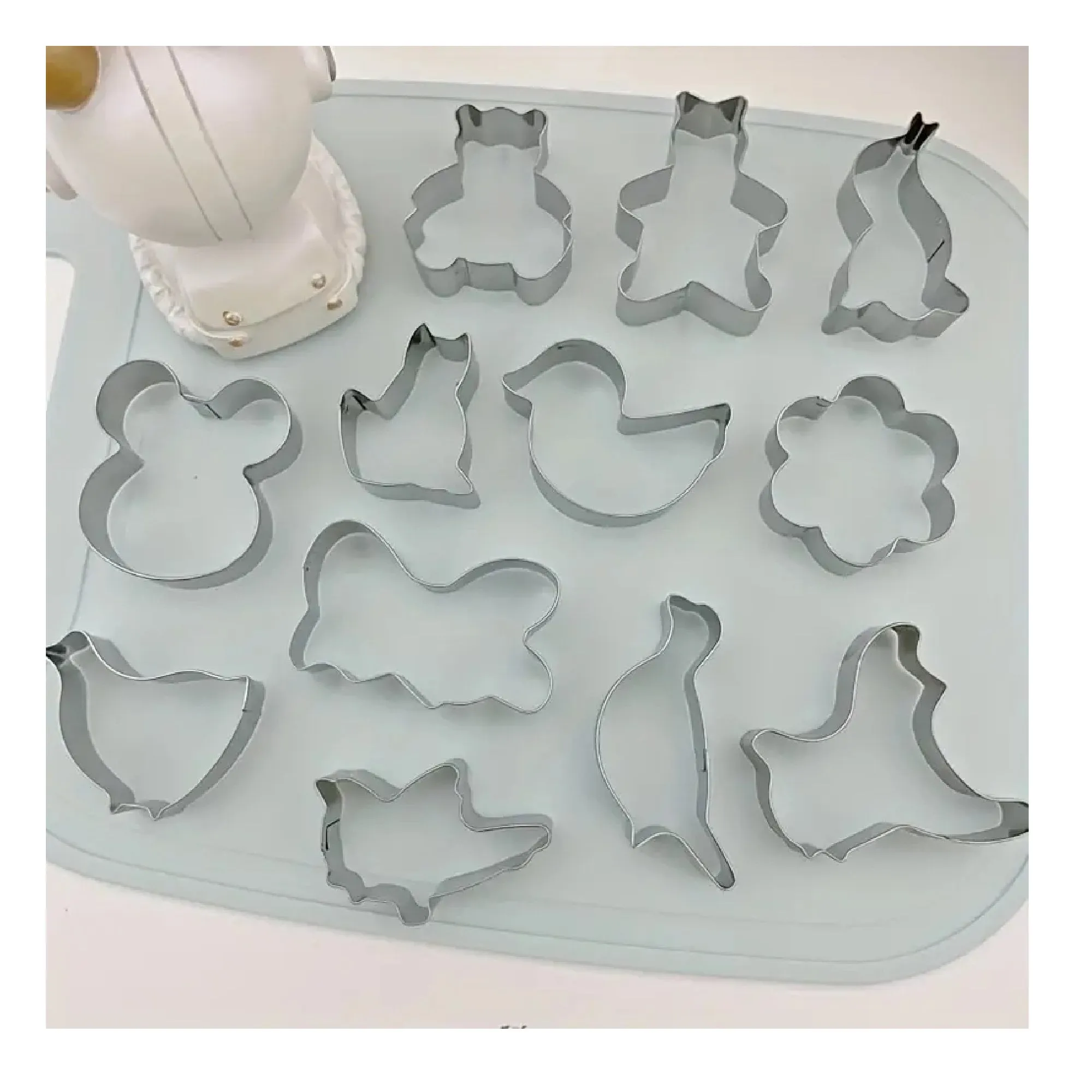 12 Pieces | Cartoon Animal Cookie Cutters | Stainless Steel Candy Molds