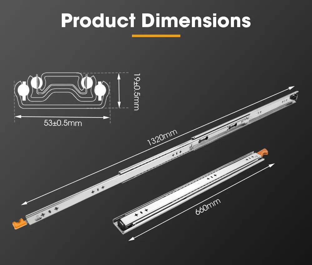 125kg Locking Drawer Slides / Runners 660mm 4wd Trailer Fridge Draw