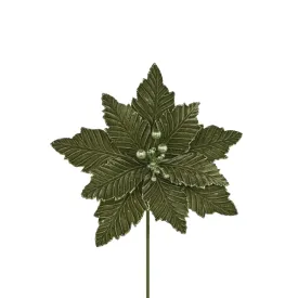 12.5" Dia Velvet Poinsettia: Sage Green