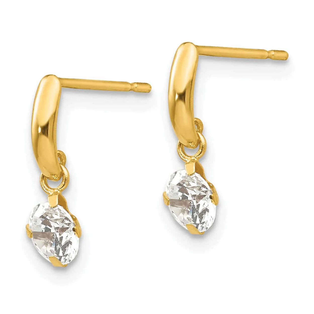 14k Madi K CZ Childrens Dangle Post Earrings