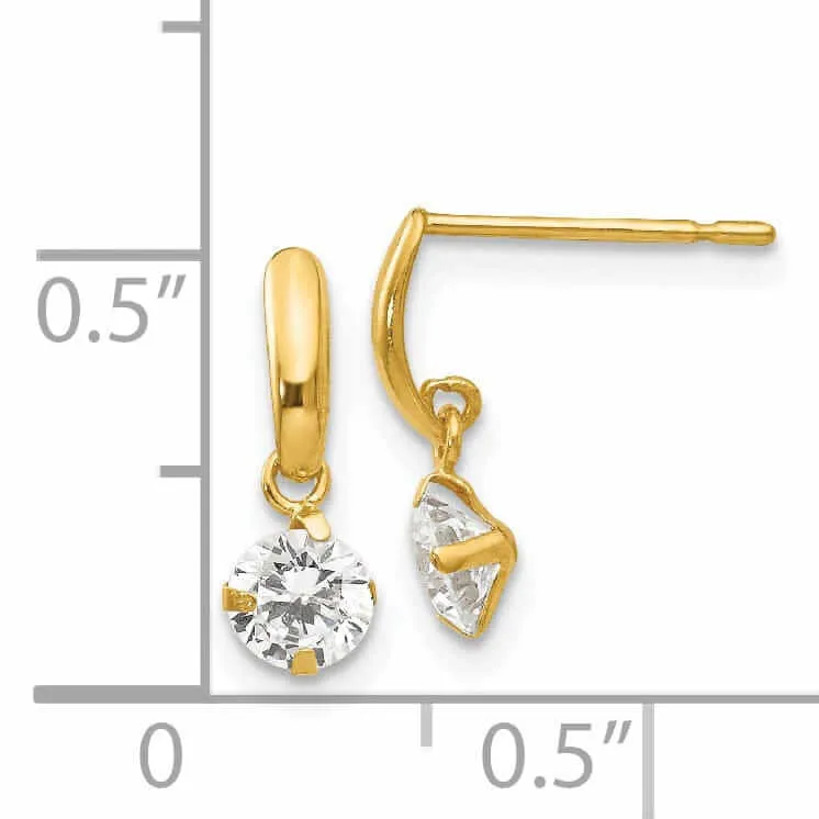 14k Madi K CZ Childrens Dangle Post Earrings