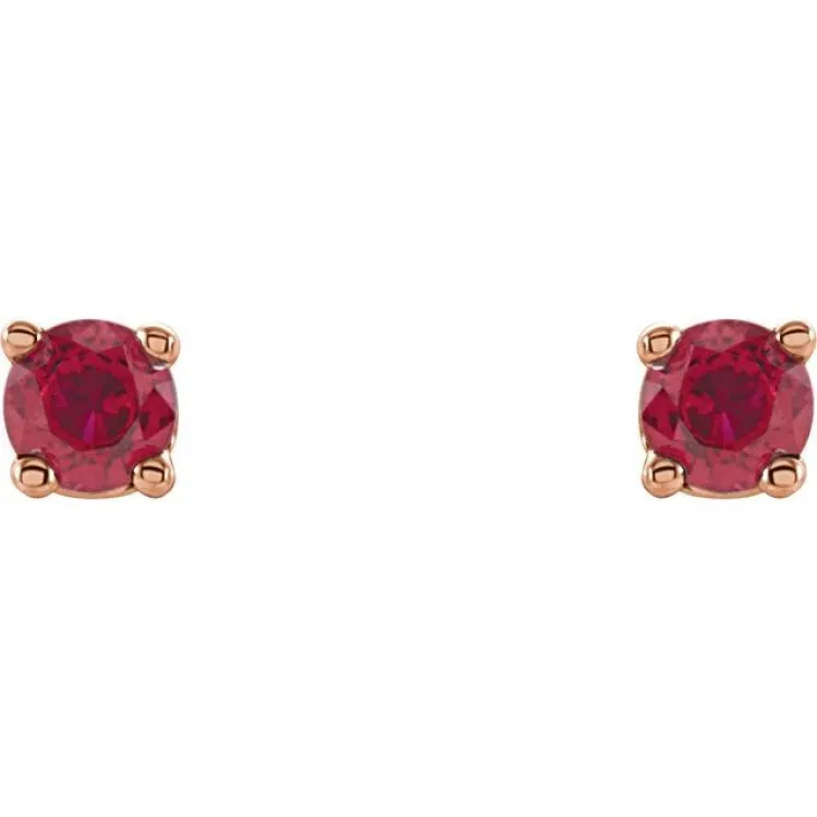 14K Rose 2.5 mm Natural Ruby Stud Earrings