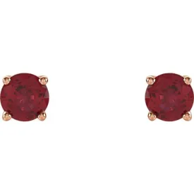 14K Rose 4 mm Lab-Grown Ruby Stud Earrings with Friction Post