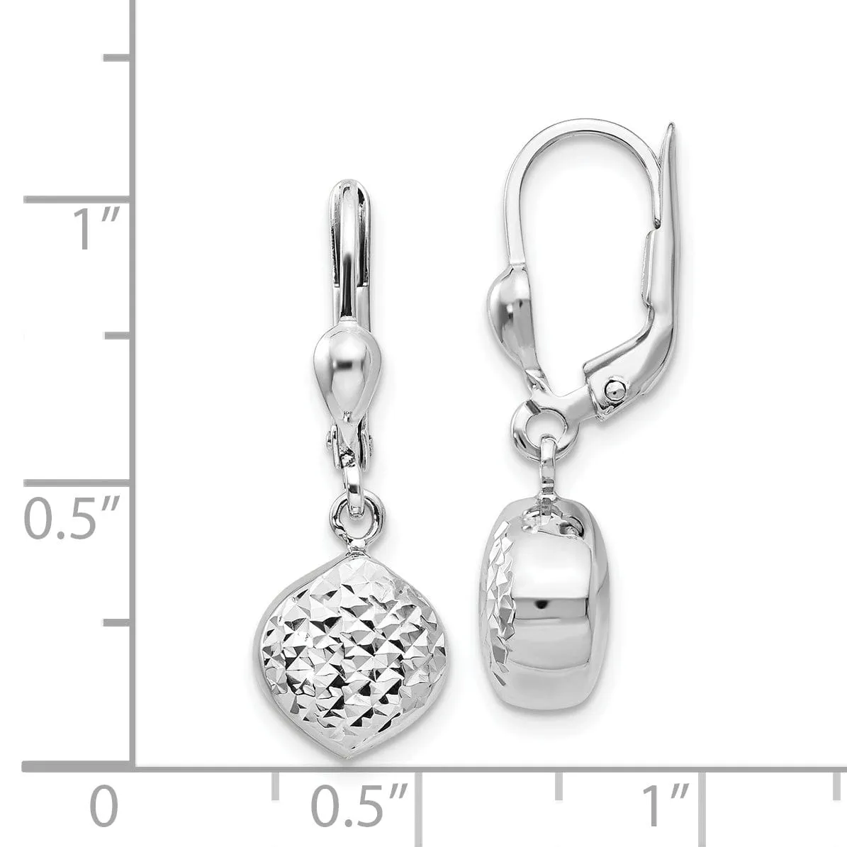 14k White Gold Polished D.C Dangle Earrings