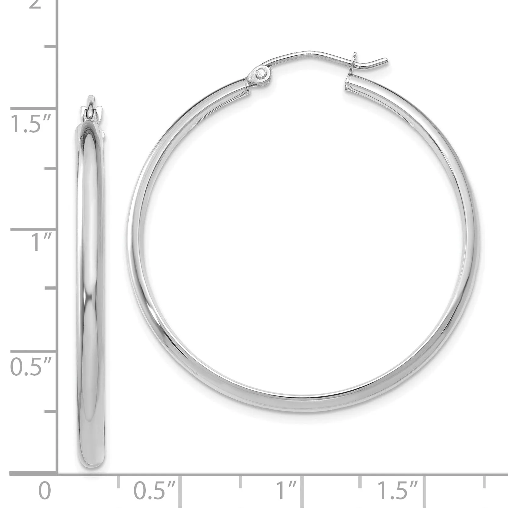 14k White Gold Polished Hoop Earring