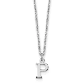 14k White Gold Tiny Cut Out Block Letter Q Initial Pendant and Necklace