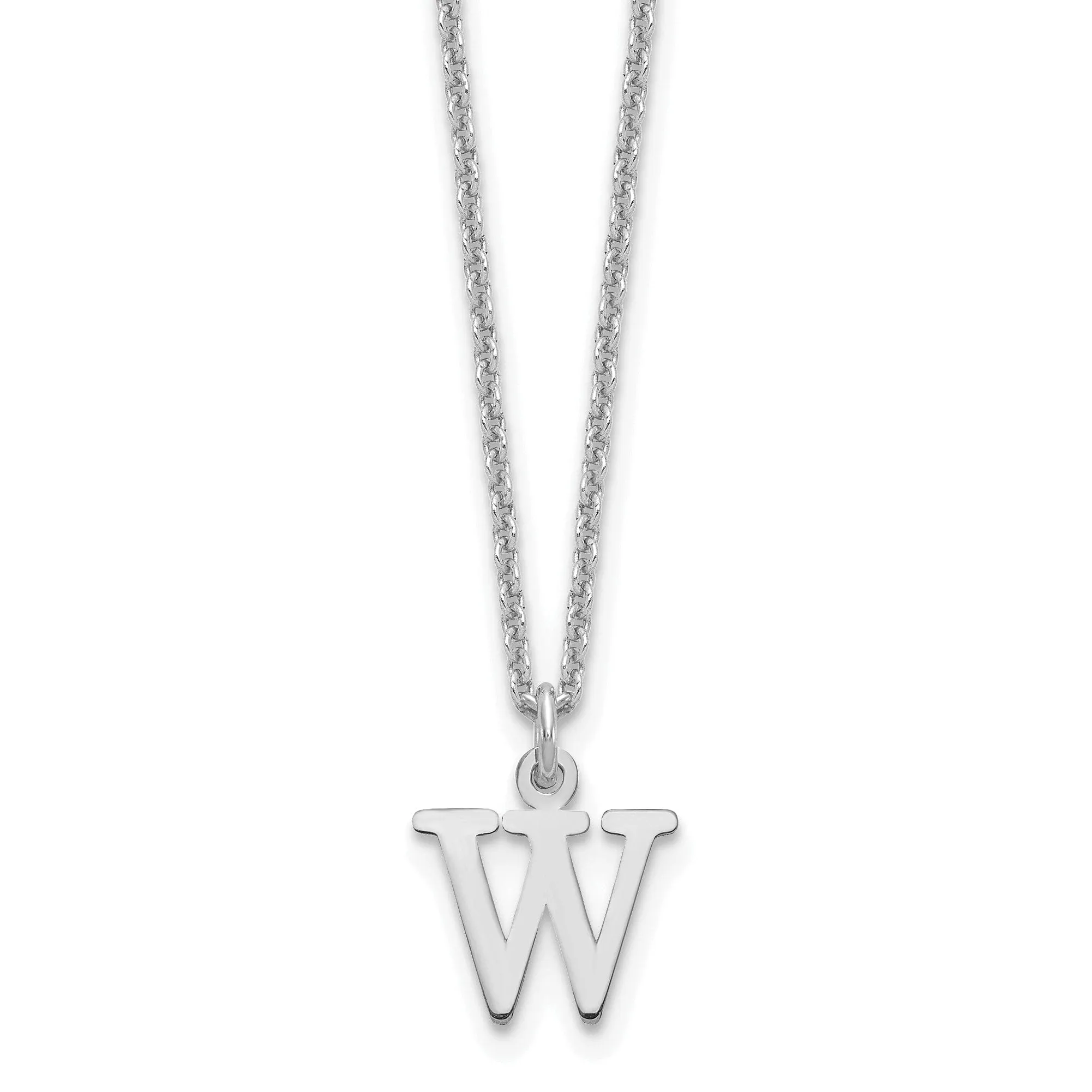 14k White Gold Tiny Cut Out Block Letter X Initial Pendant and Necklace