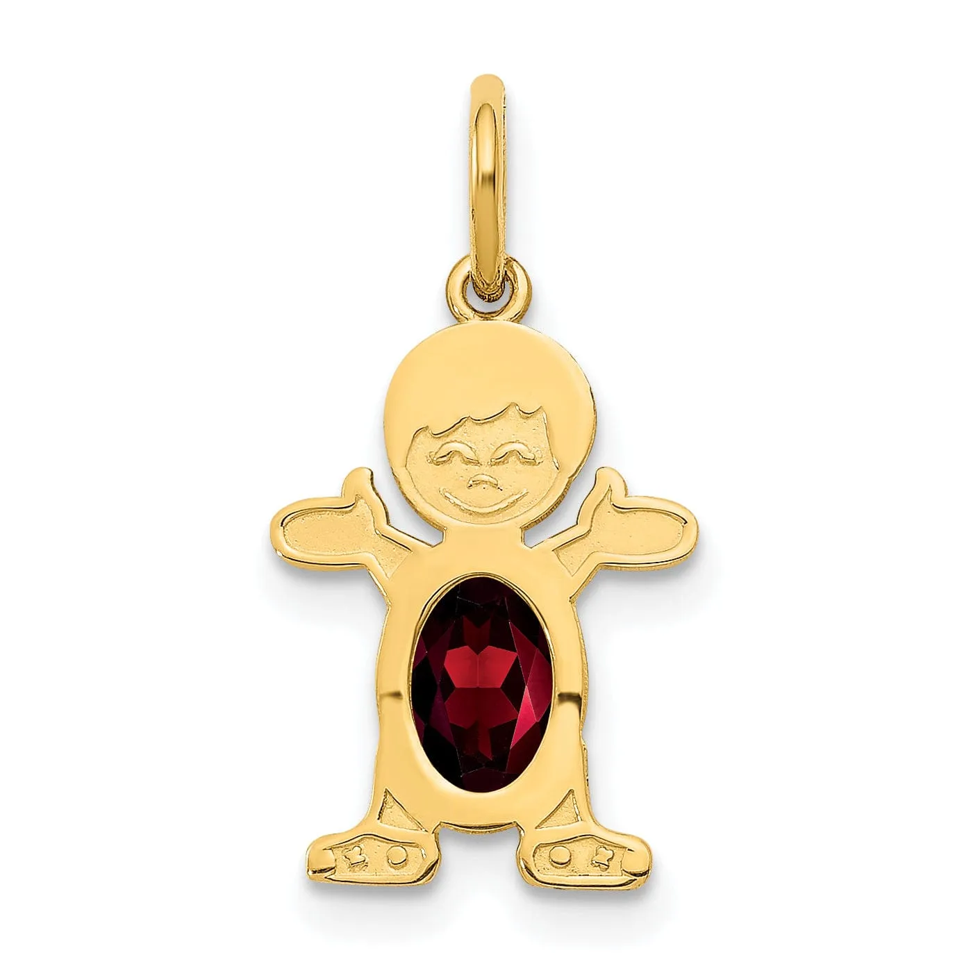 14k Yellow Gold Boy Oval Genuine Garnet