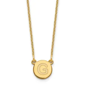 14k Yellow Gold Tiny Circle Block Letter H Initial Pendant and Necklace