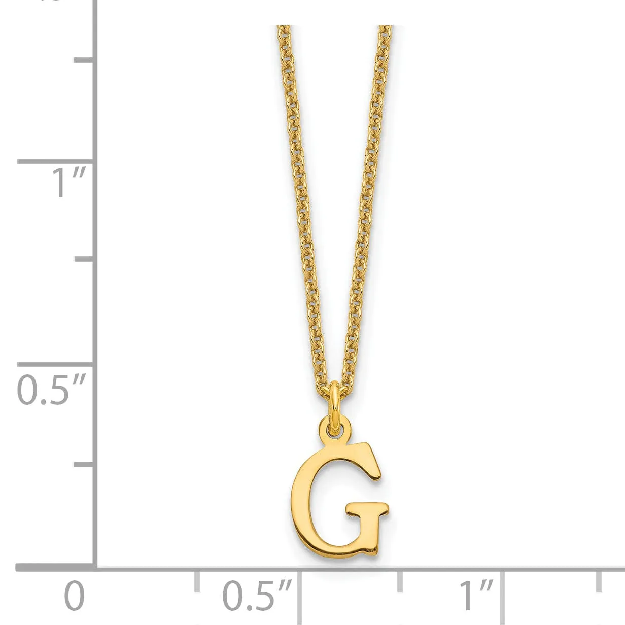 14k Yellow Gold Tiny Cut Out Block Letter H Initial Pendant and Necklace