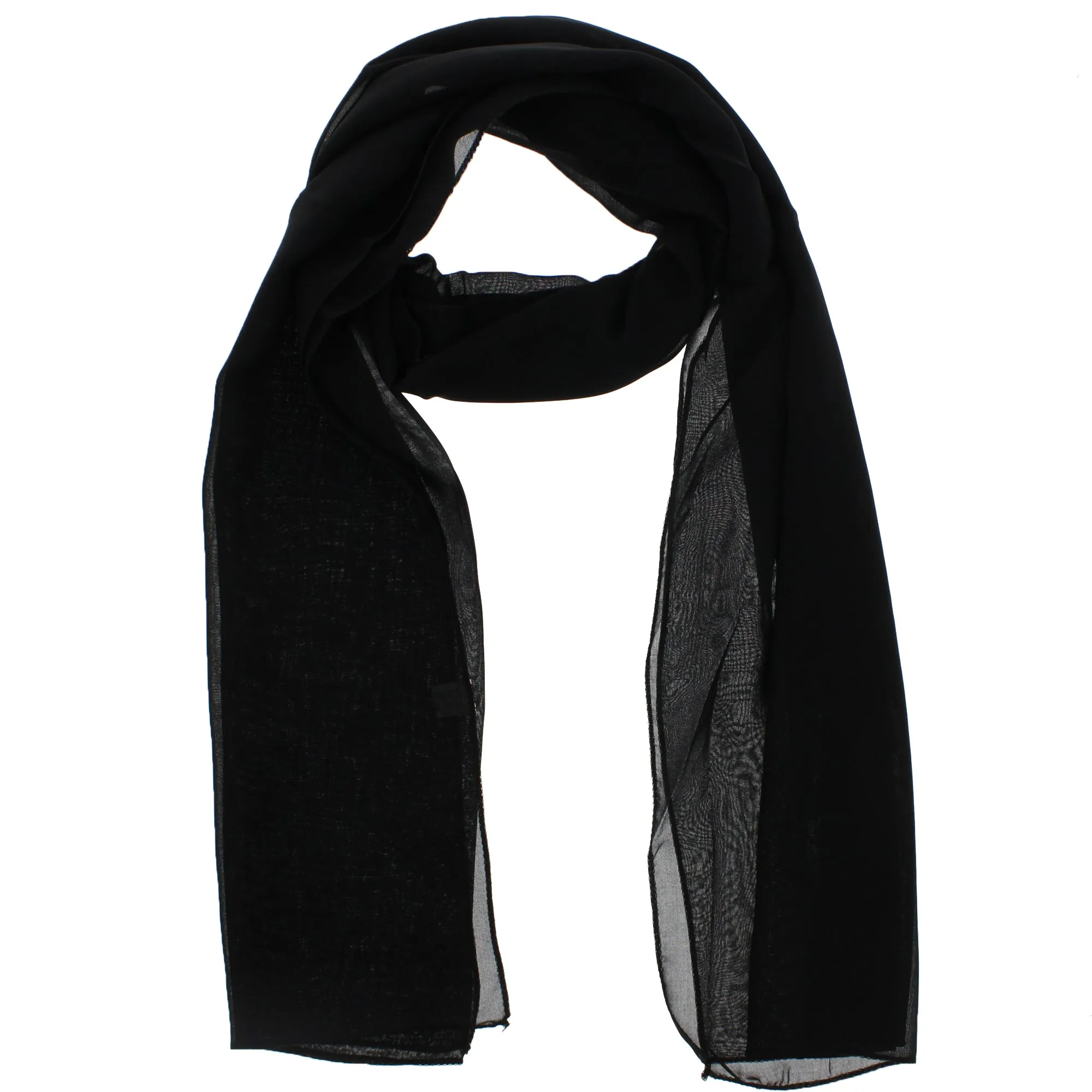 150 x 45cm Black Chiffon Scarf