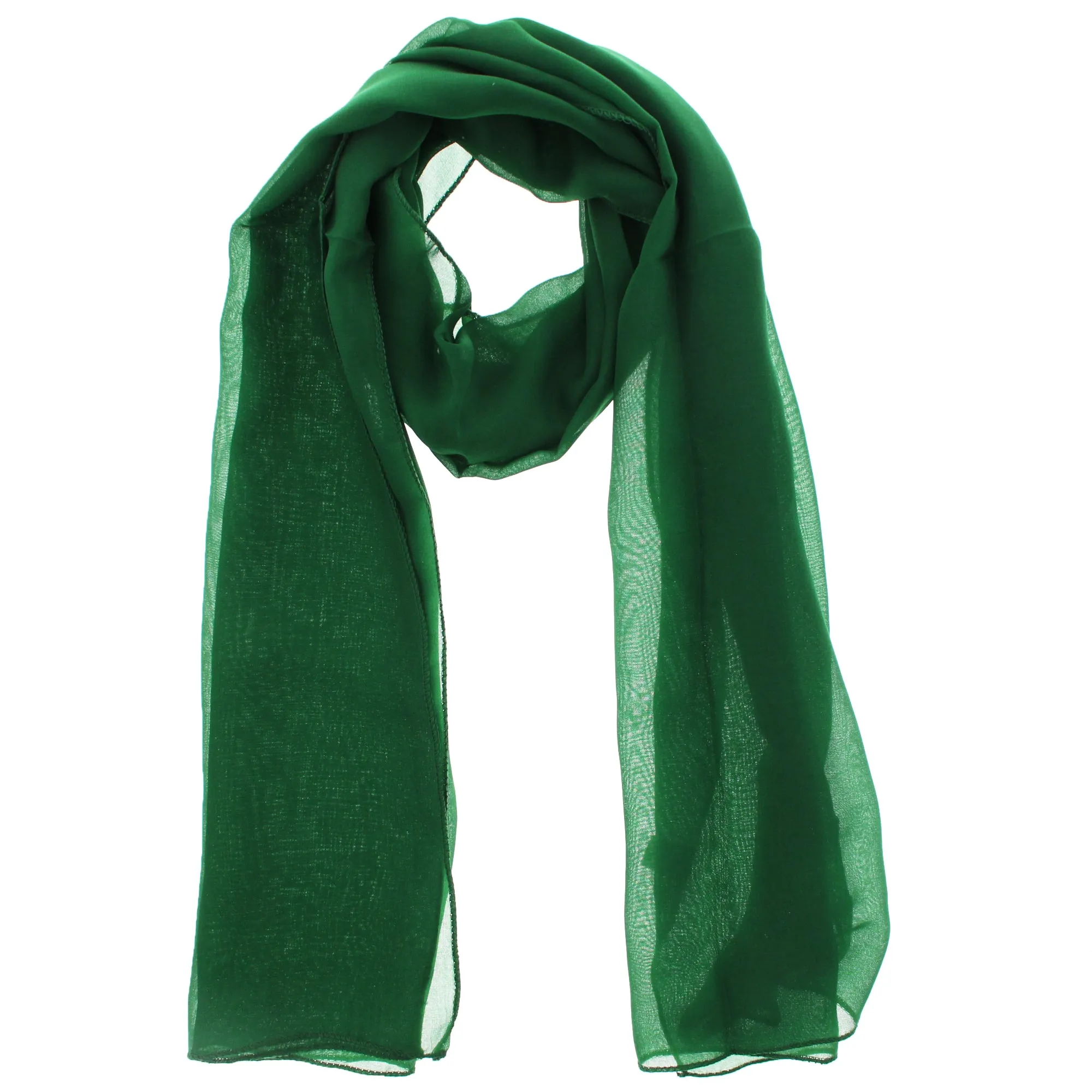 150 x 45cm Bottle Green Chiffon Scarf