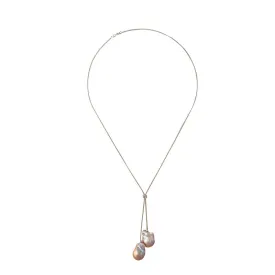 153-03-S | STERLING CHAIN  w/ 2 CHAMPAGNE WILD PEARLS