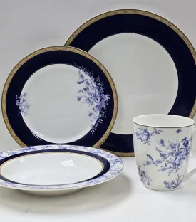 16-Piece New Bone Dinner Set Renaissance Blue