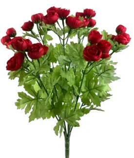 16" Mini Ranunculus Bush: Red