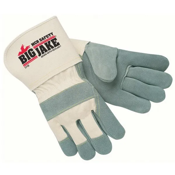 1710L MCR Safety Big Jake Leather Palm Gloves, Large, Leather, White