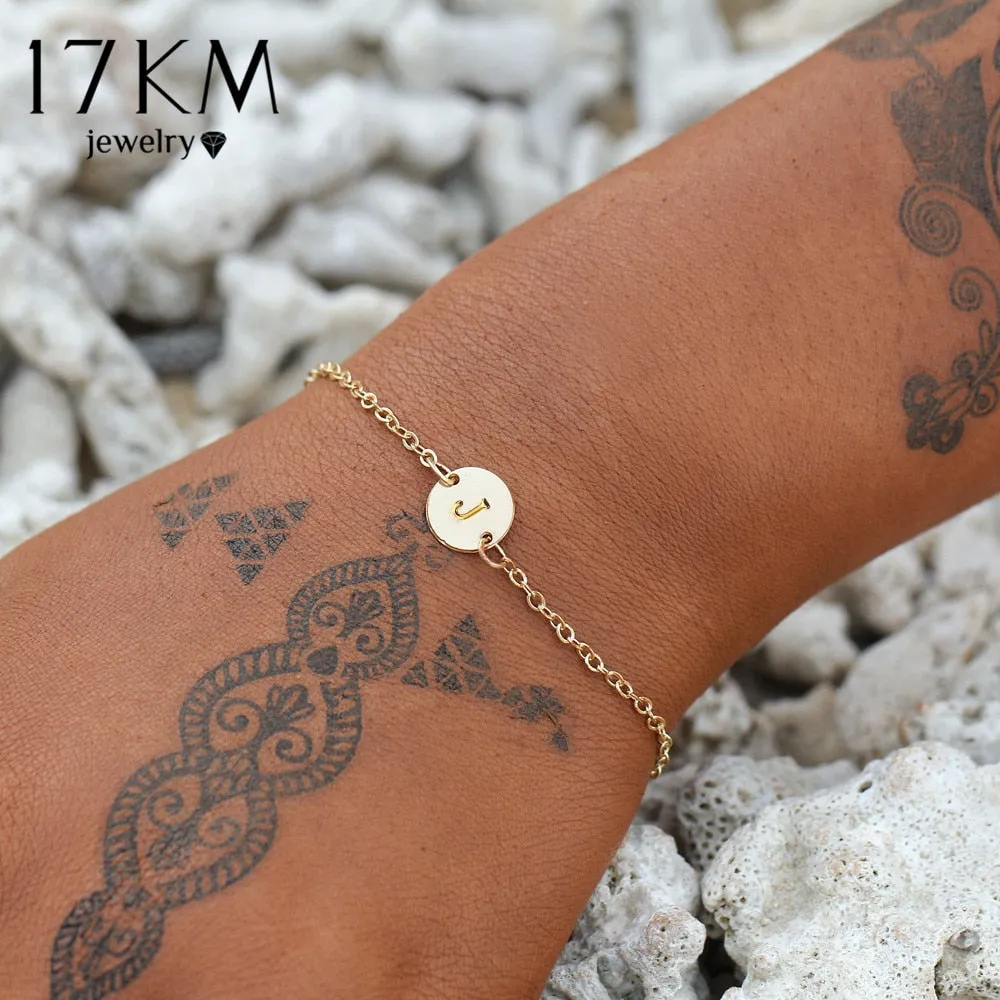 17KM Boho Letter Anklets Bracelets For Women Fashion DIY Handmade Word Bracelet & Bangle Vintage Foot Jewelry Party Wholesale