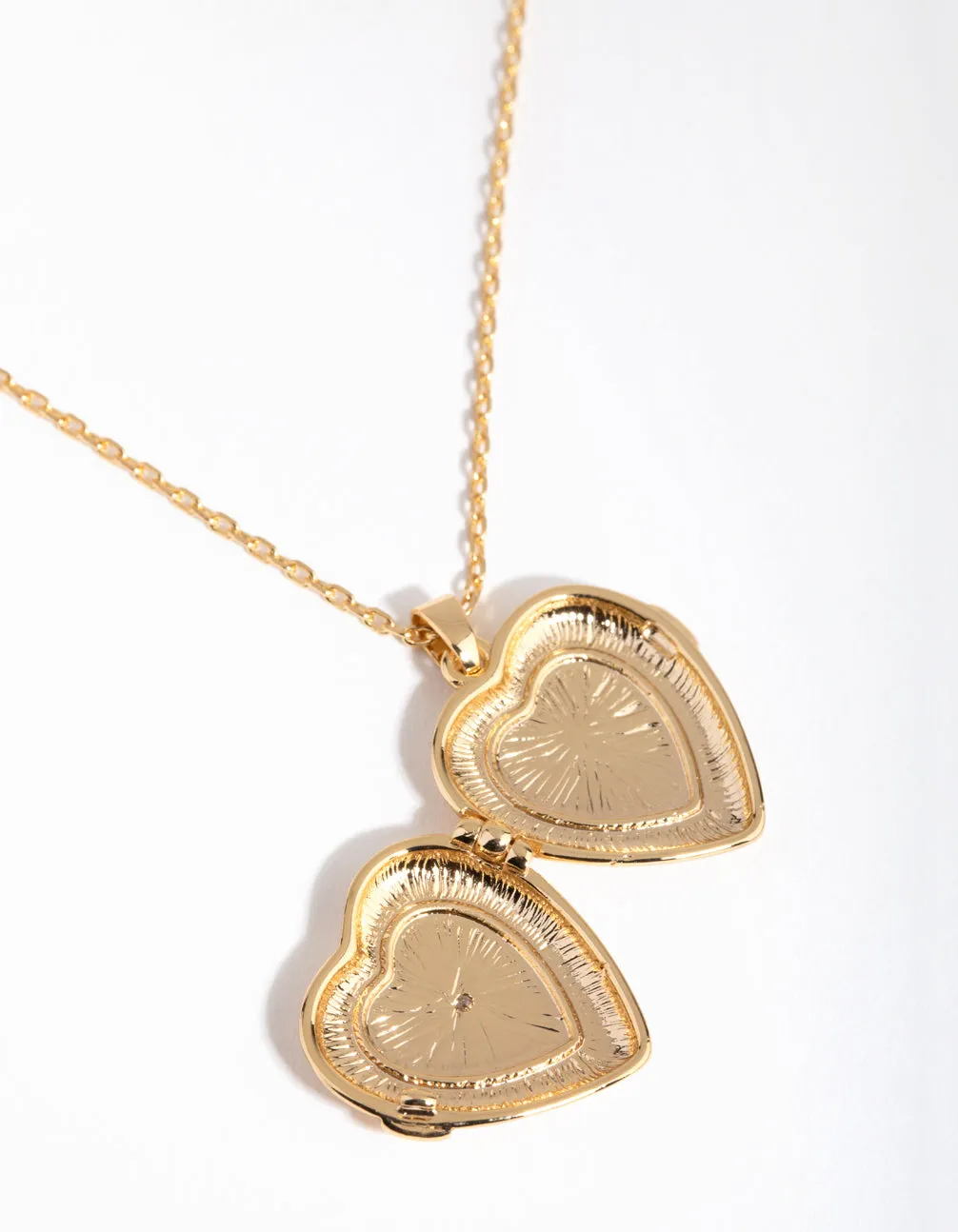 18ct Gold Plated Cubic Zirconia Heart Locket Necklace