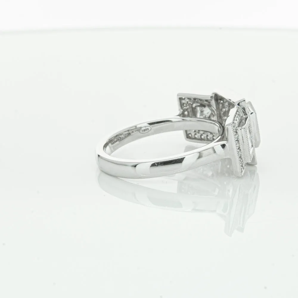 18ct White Gold 1.01ct Emerald Cut Diamond Halo Ring