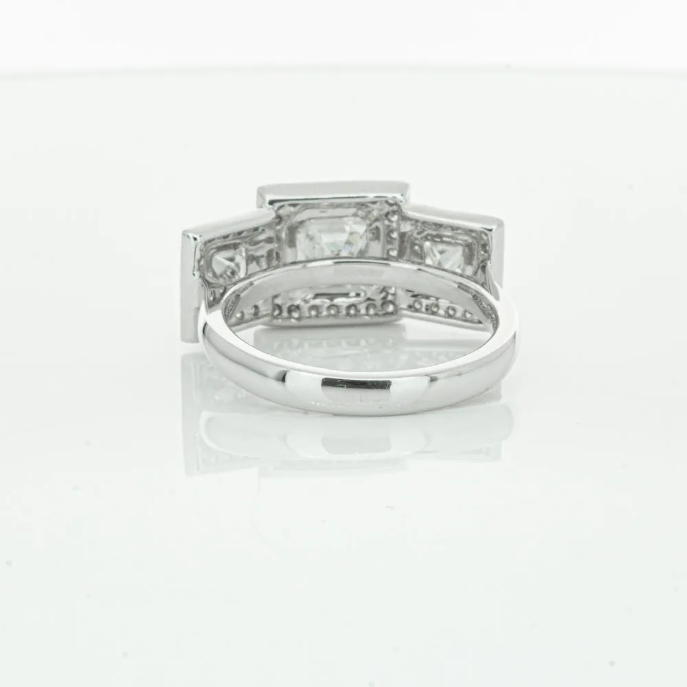 18ct White Gold 1.01ct Emerald Cut Diamond Halo Ring