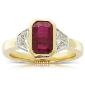 18ct Yellow & White Gold Ruby & Diamond Ring