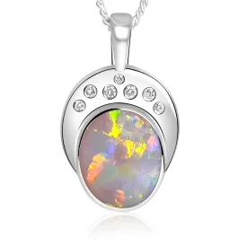 18kt Black Opal Oval 5.8ct and 7 Diamonds pendant enhancer