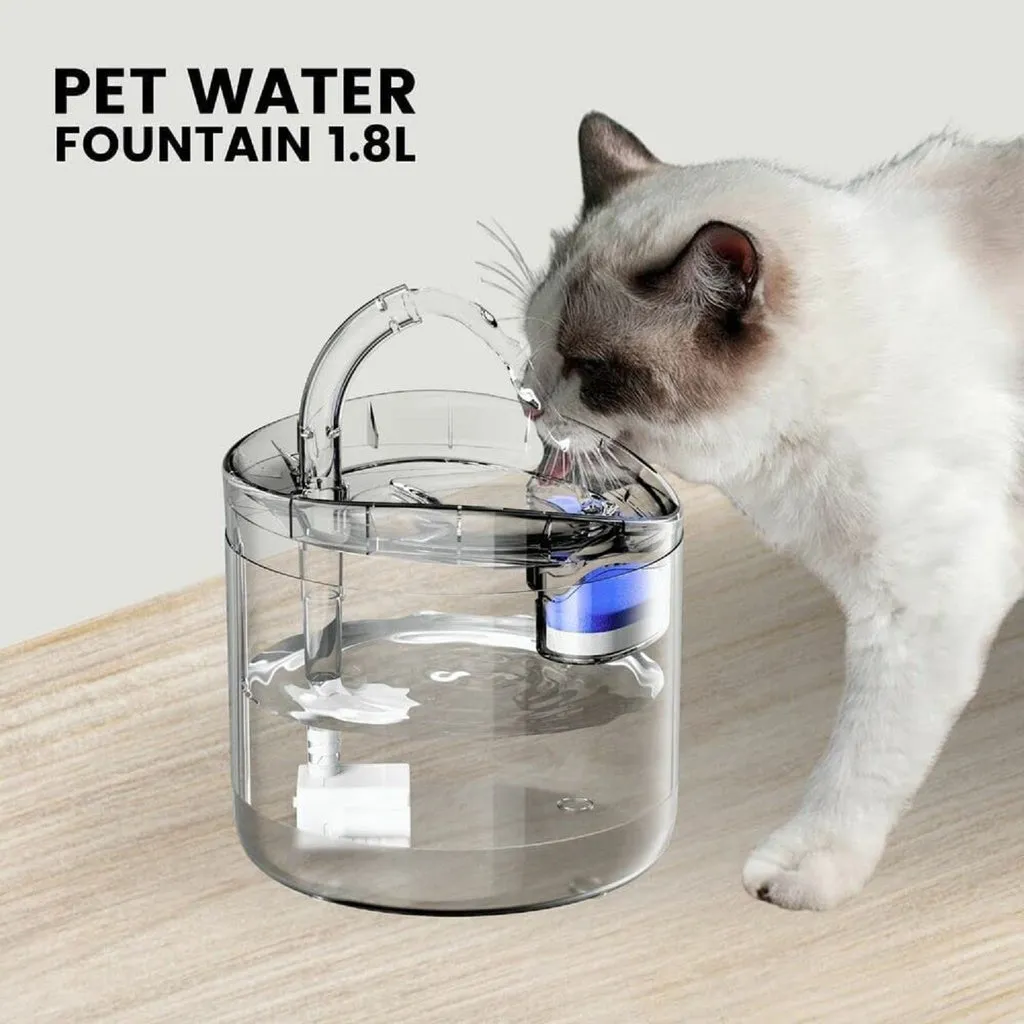 1.8L Dual Mode Pet Water Fountain with Sensor & Charcoal Filter