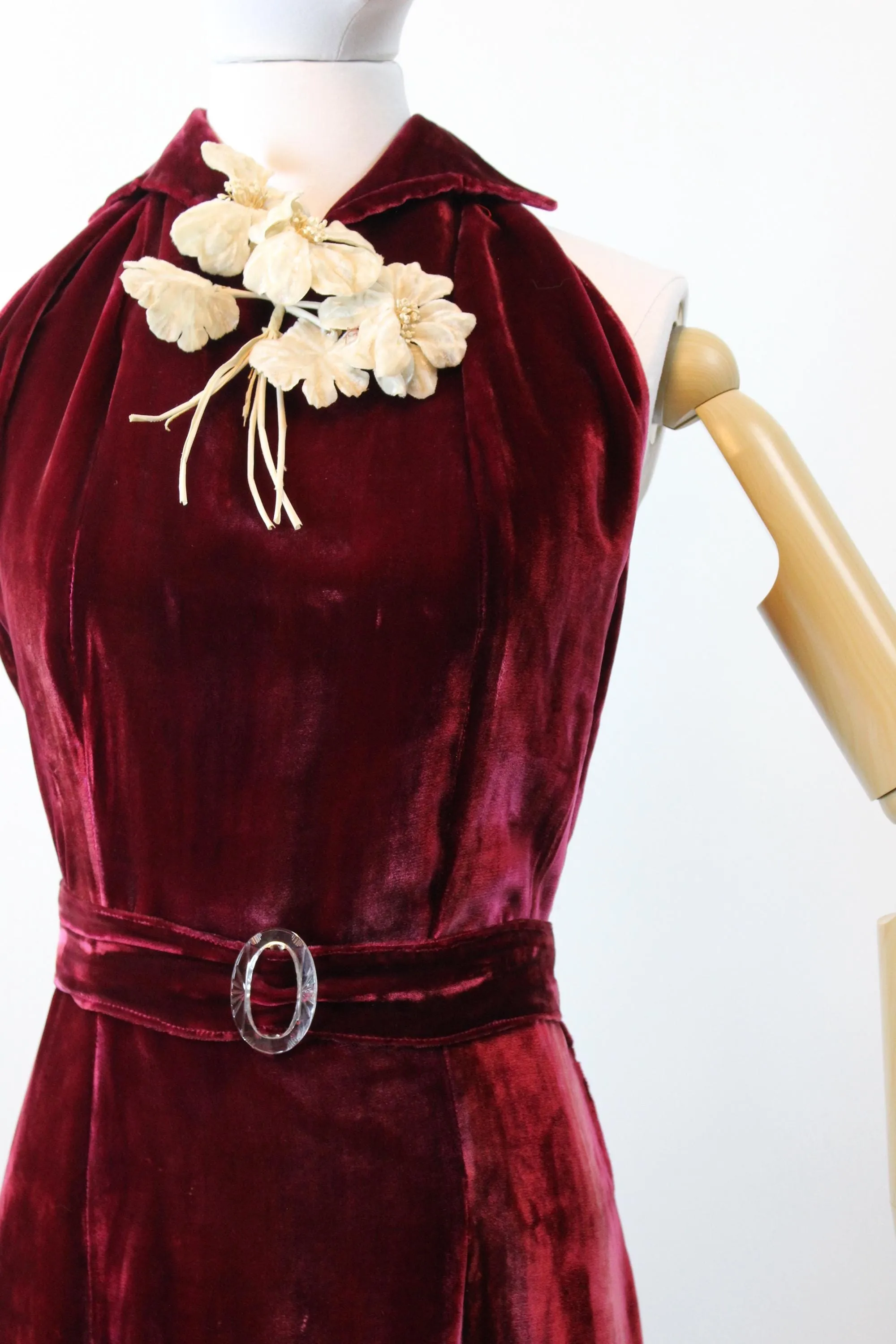 1930s STRAPPY BACK VELVET gown dress small | new fall winter