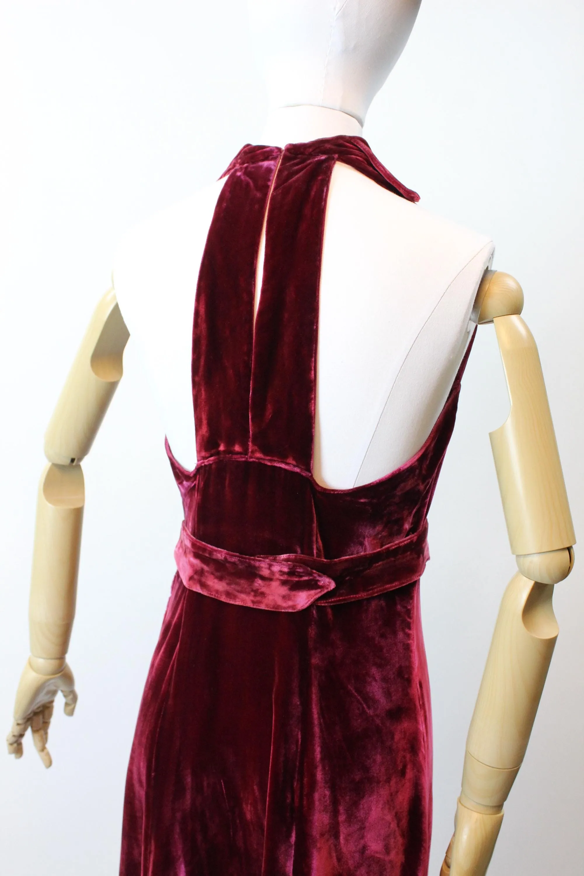 1930s STRAPPY BACK VELVET gown dress small | new fall winter