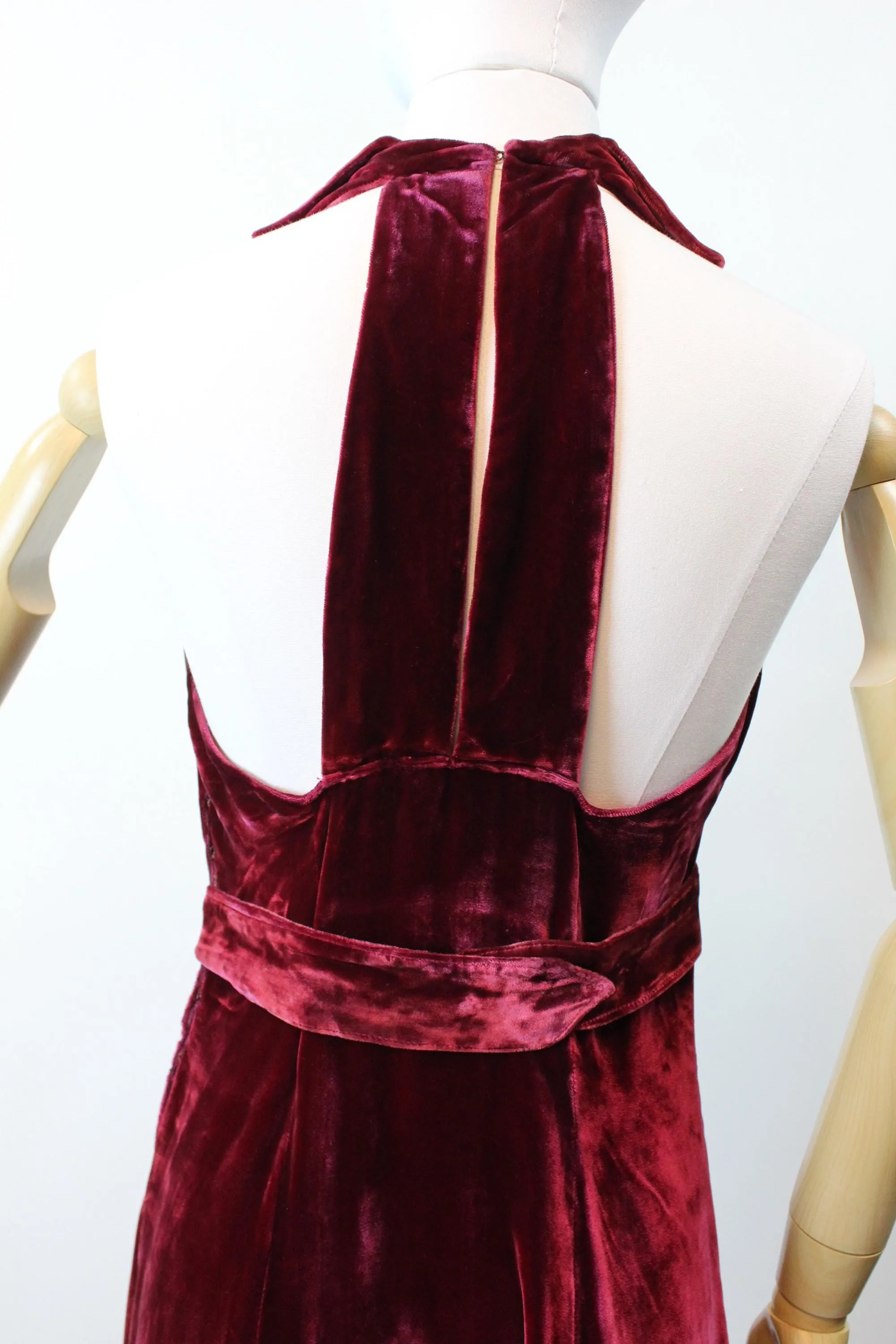 1930s STRAPPY BACK VELVET gown dress small | new fall winter