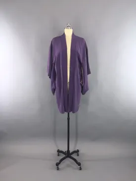 1930s Vintage Silk Haori Kimono Jacket Cardigan in Dark Lavender Purple