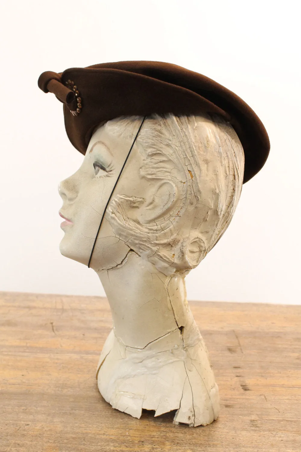 1940s studded hat vintage wool tilt | new fall