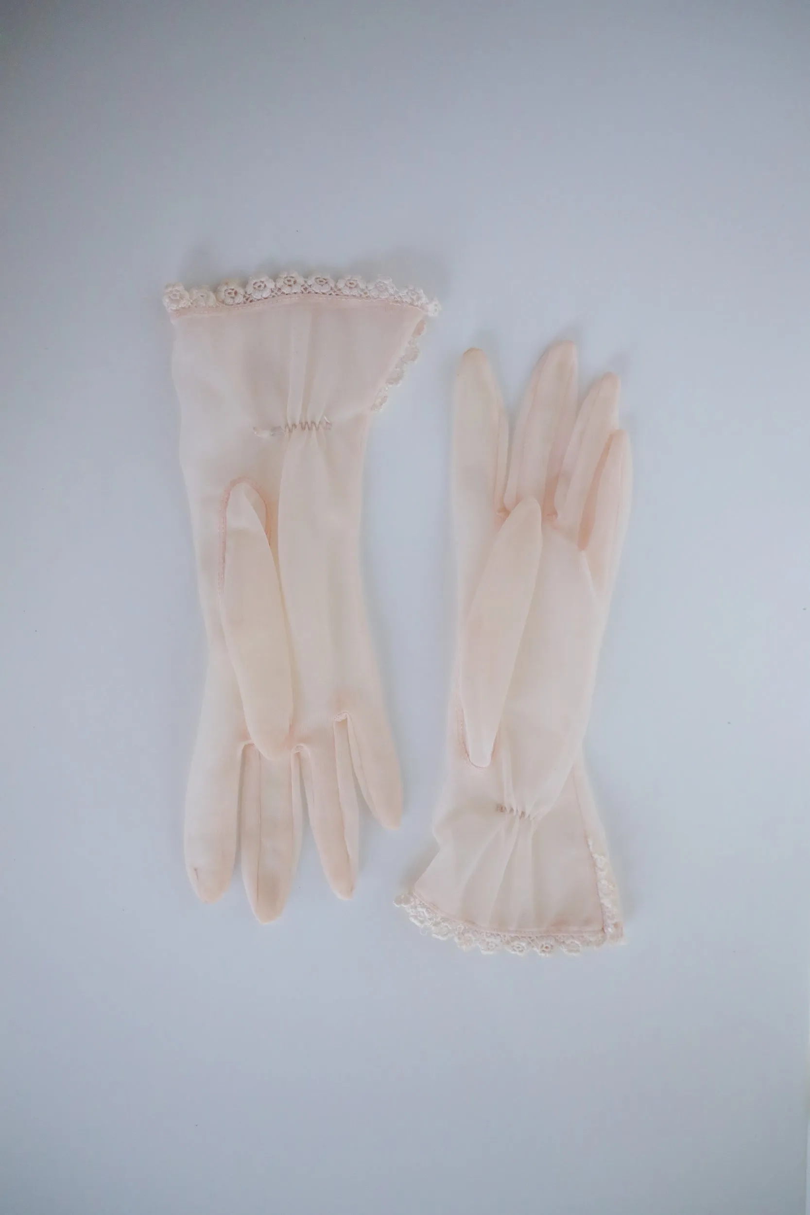 1960s Sheer Pale Pink Gloves